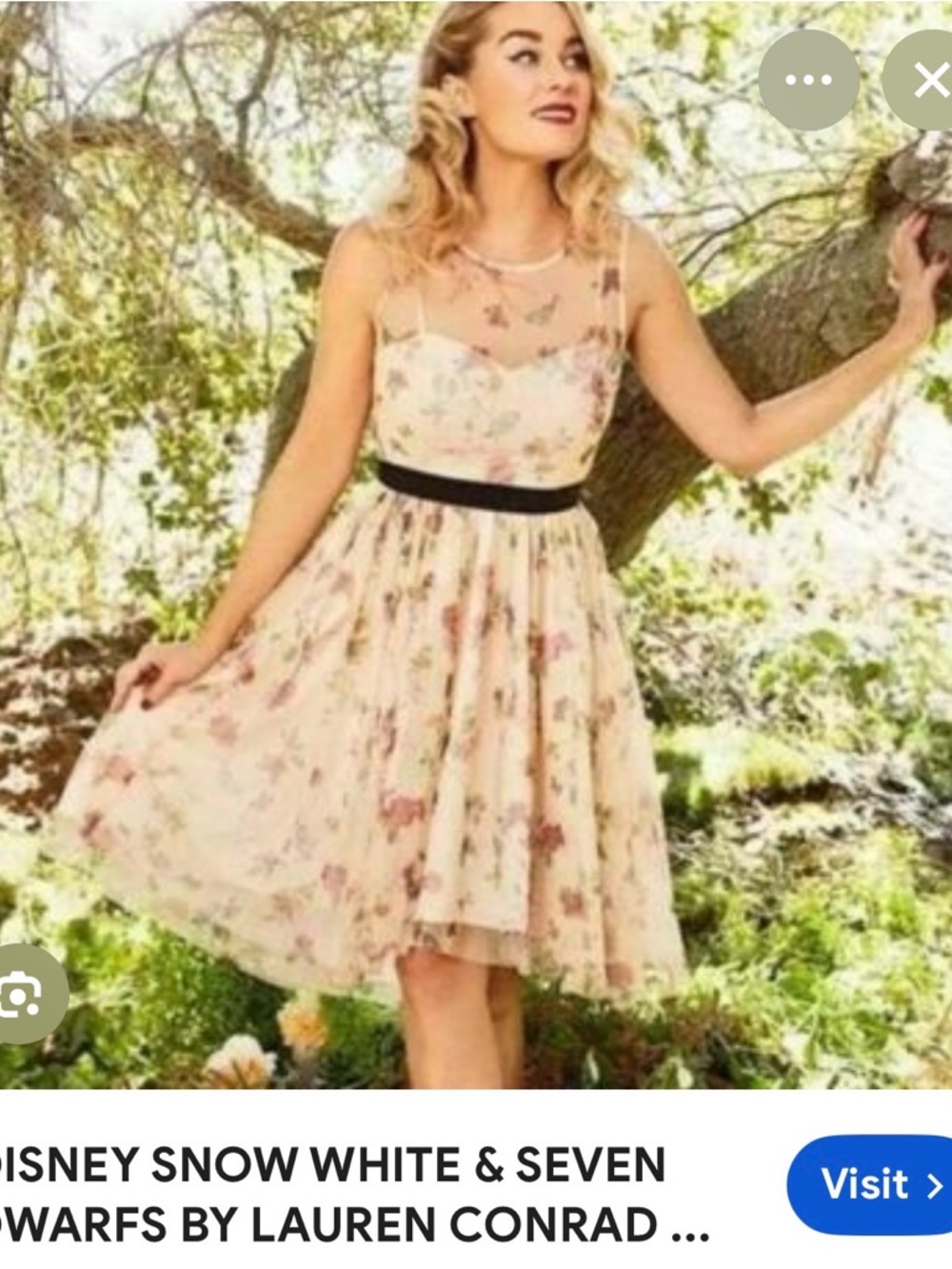 Disney Snow White and the seven dwarves Floral A-Line Dress with Sheer Yoke